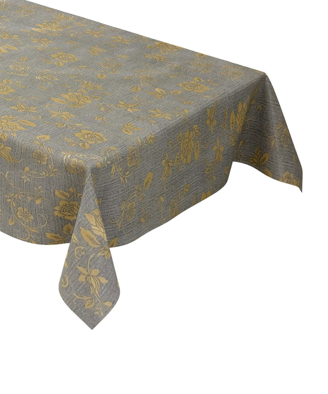Wachstuch Decke grau meliert gold Blumen