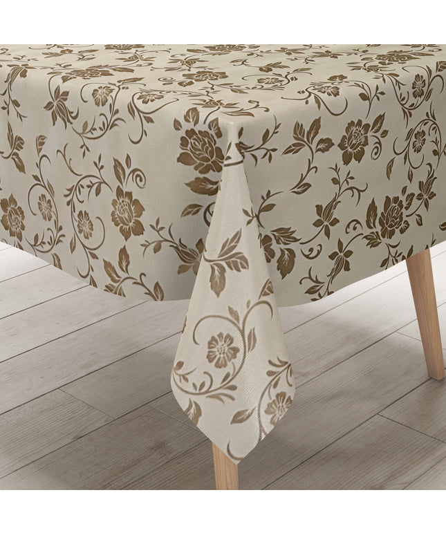 Wachstuch Elegant Blumen beige gold