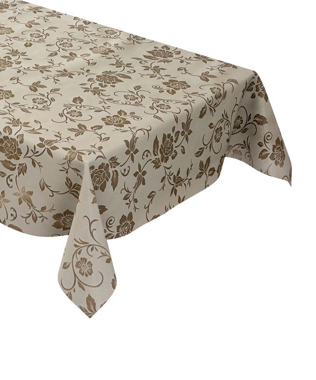 Wachstuch Elegant Blumen beige gold