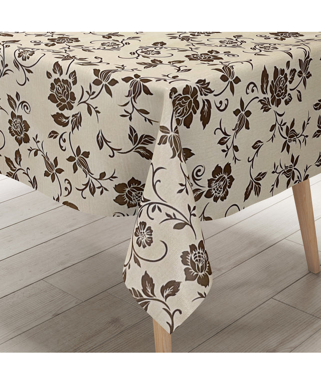 Wachstuch Tischecke beige bronze elegant barock
