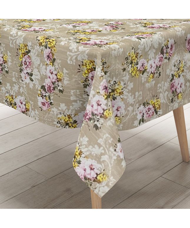 Wachstuch Tischdecke beige Rosen Blüten