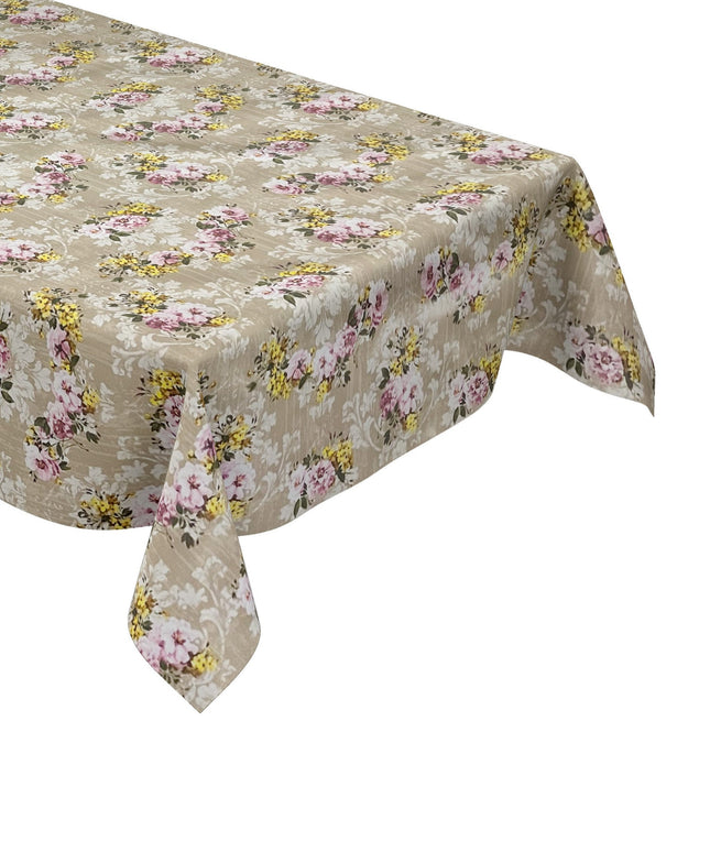 Wachstuch Tischdecke beige Rosen Blüten