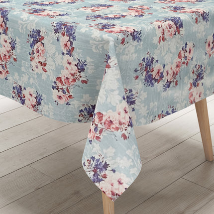 Wachstuchtischdecke Rosen hellblau