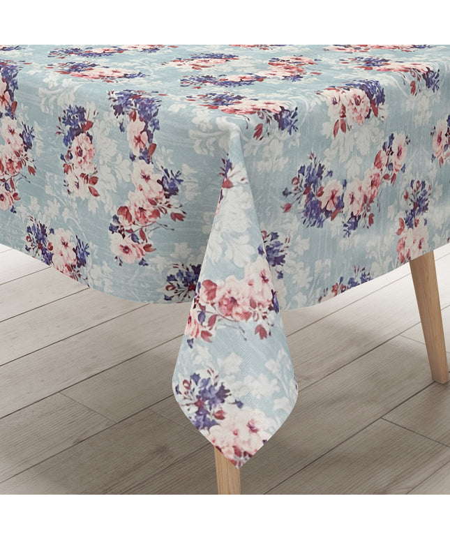 Wachstuchtischdecke Rosen hellblau