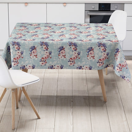 Wachstuchtischdecke Rosen hellblau