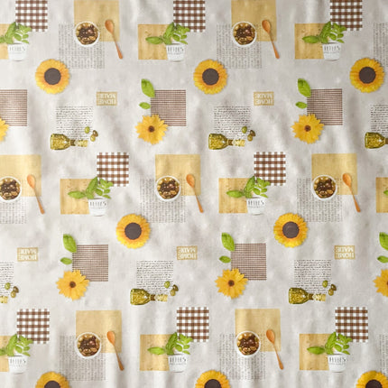 Wachstuch Tischdecke Oliven Sonnenblumen braun