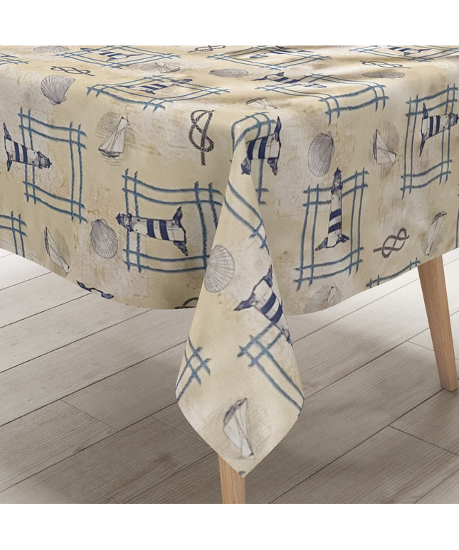 Wachstuch Tischdecke maritim beige