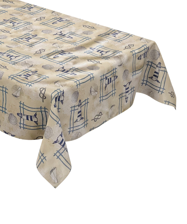 Wachstuch Tischdecke maritim beige