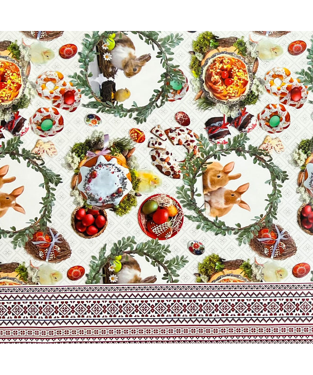 Wachstuch Rolle Meterware Rollenware 01611-01 Ostern Osterhase Ostereier Bordürenmuster