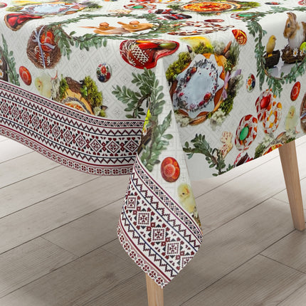 Wachstuch Rolle Meterware Rollenware 01611-01 Ostern Osterhase Ostereier Bordürenmuster