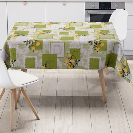 Wachstuch Tischdecke Zitronen grün