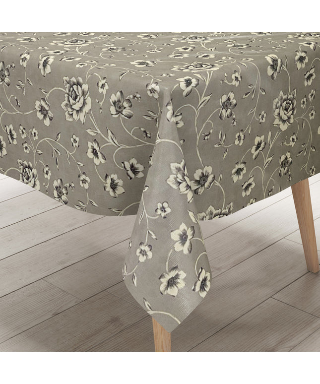 Wachstuch Tischdecke Rosen grau beige