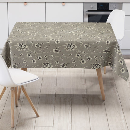 Wachstuch Tischdecke 01635-03 Rosenranken auf grau Elegant Barock eckig rund oval abwischbar