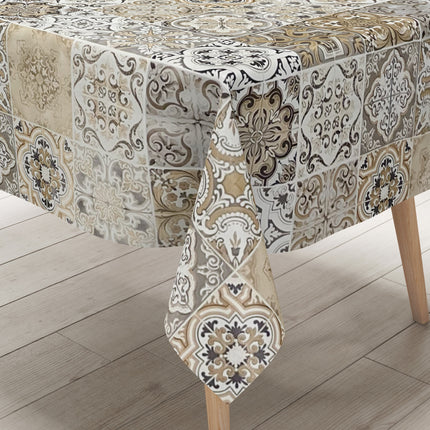 Wachstuch Tischdecke Mosaik beige grau
