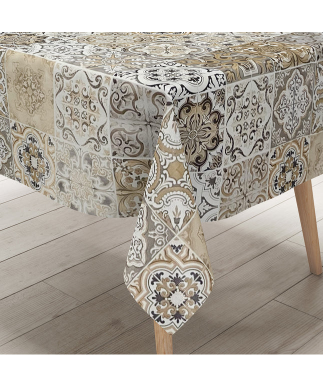 Wachstuch Tischdecke Mosaik beige grau