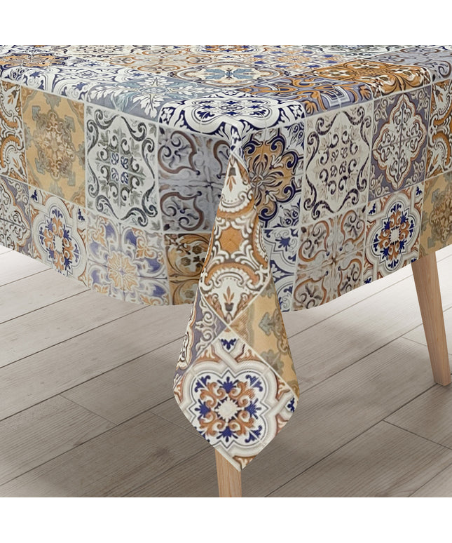 Wachstuch Tischdecke Mosaik blau orange