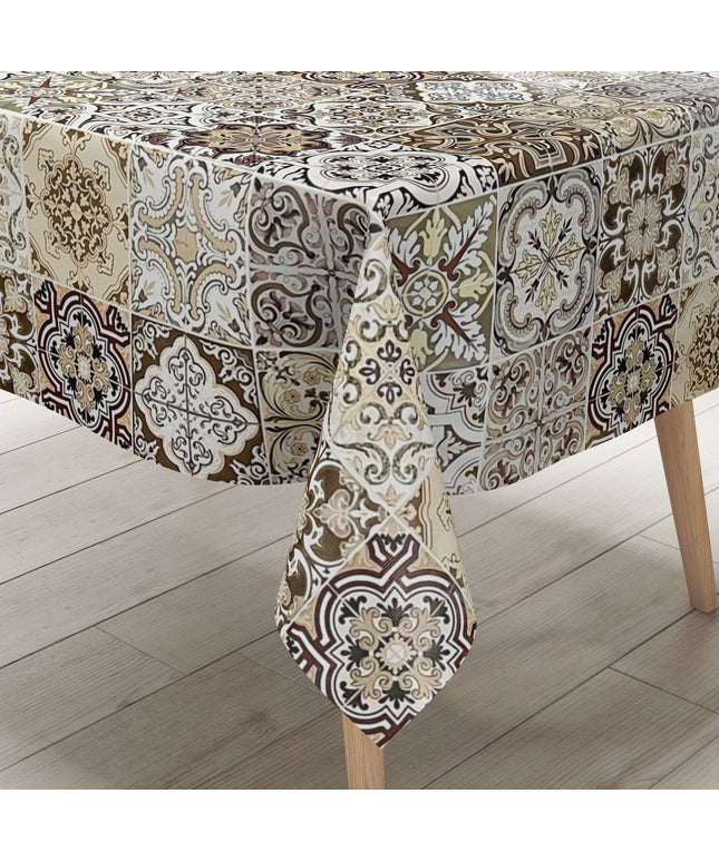 Wachstuch Tischdecke Mosaik beige braun