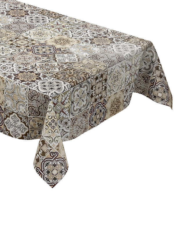 Wachstuch Tischdecke Mosaik beige braun