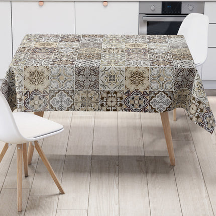 Wachstuch Tischdecke Mosaik beige braun