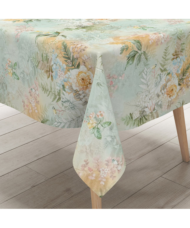 Wachstuch Tischdecke Blumen Blüten mintgrün