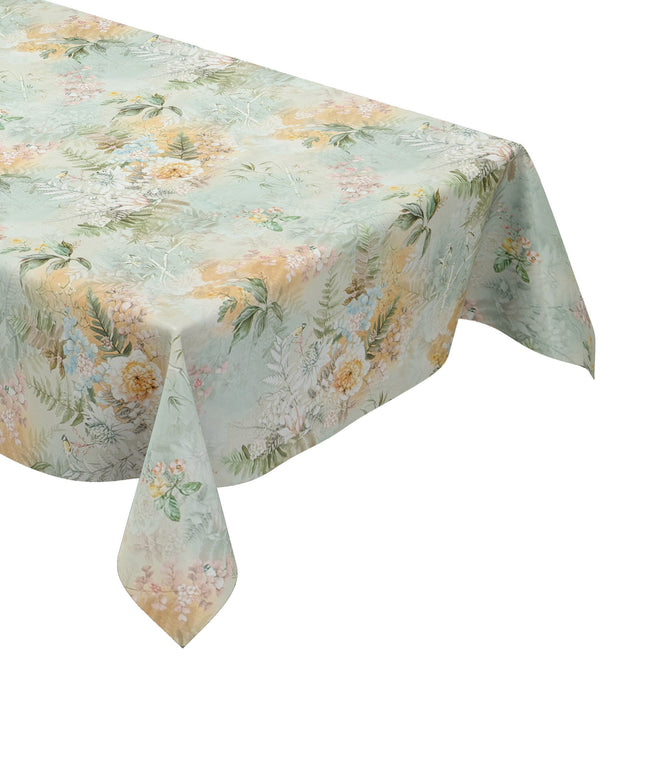Wachstuch Tischdecke Blumen Blüten mintgrün