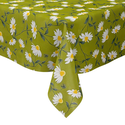 Wachstuch Tischdecke 01667-01 grün Margeriten Frühjahr Blüten eckig rund oval