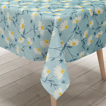 Wachstuch Tischdecke Margeriten hellblau