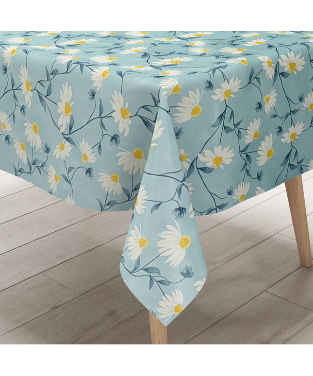 Wachstuch Tischdecke Margeriten hellblau