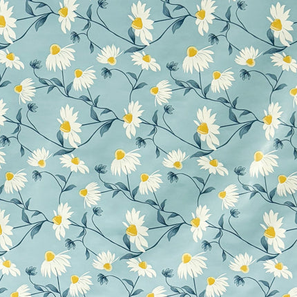 Wachstuch Tischdecke Margeriten hellblau