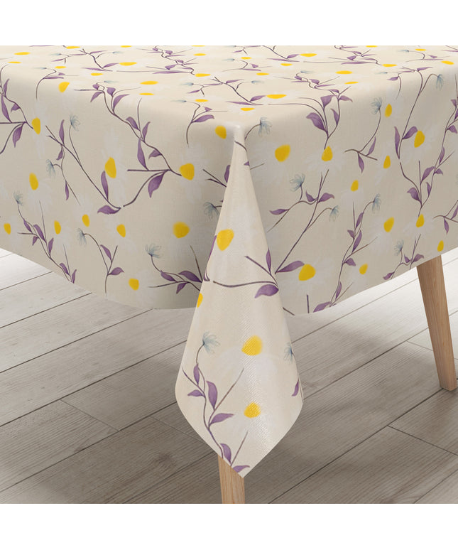 Wachstuch Tischdecke Margeriten beige