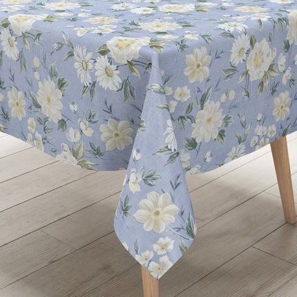 Wachstuch Tischdecke 01670-02 hellblau Blumen floral  eckig rund oval