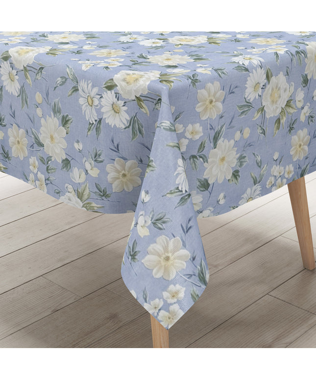 Wachstuch Tischdecke 01670-02 hellblau Blumen floral  eckig rund oval