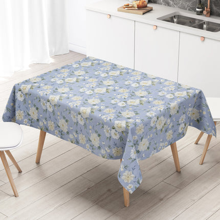 Wachstuch Tischdecke 01670-02 hellblau Blumen floral  eckig rund oval