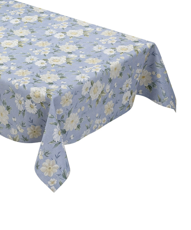 Wachstuch Tischdecke 01670-02 hellblau Blumen floral  eckig rund oval