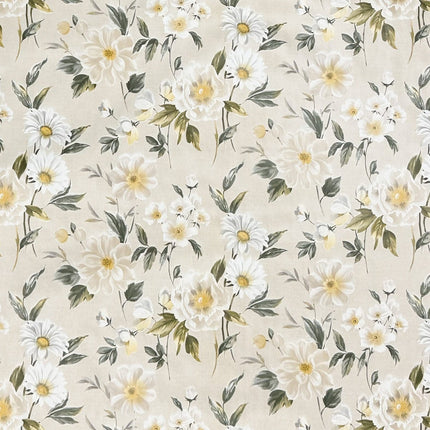 Wachstuch Tischdecke cremefarben Blumen Blüten