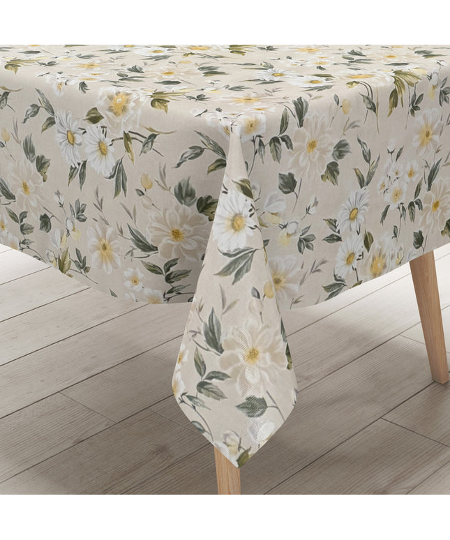 Wachstuch Tischdecke cremefarben Blumen Blüten