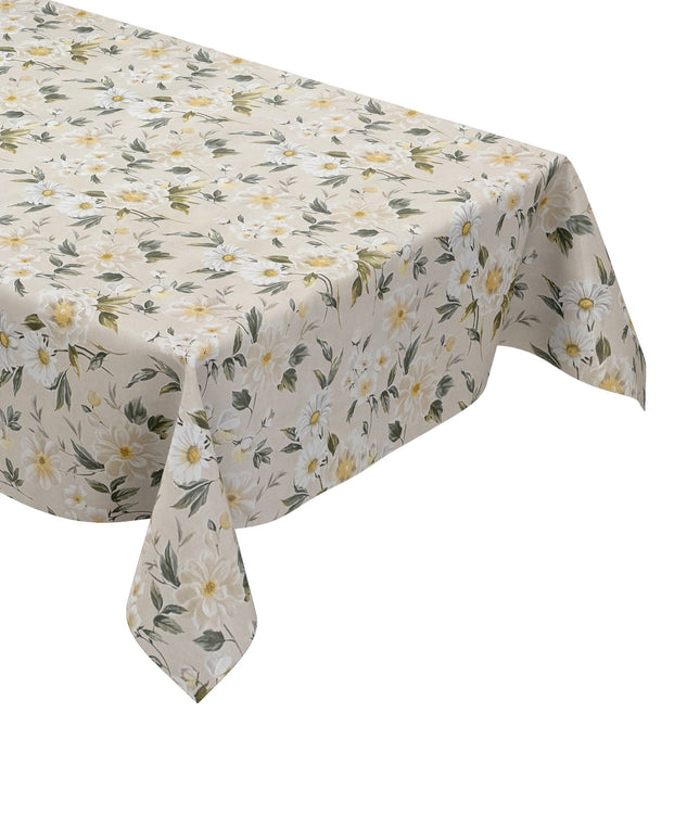 Wachstuch Tischdecke cremefarben Blumen Blüten