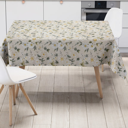 Wachstuch Tischdecke cremefarben Blumen Blüten