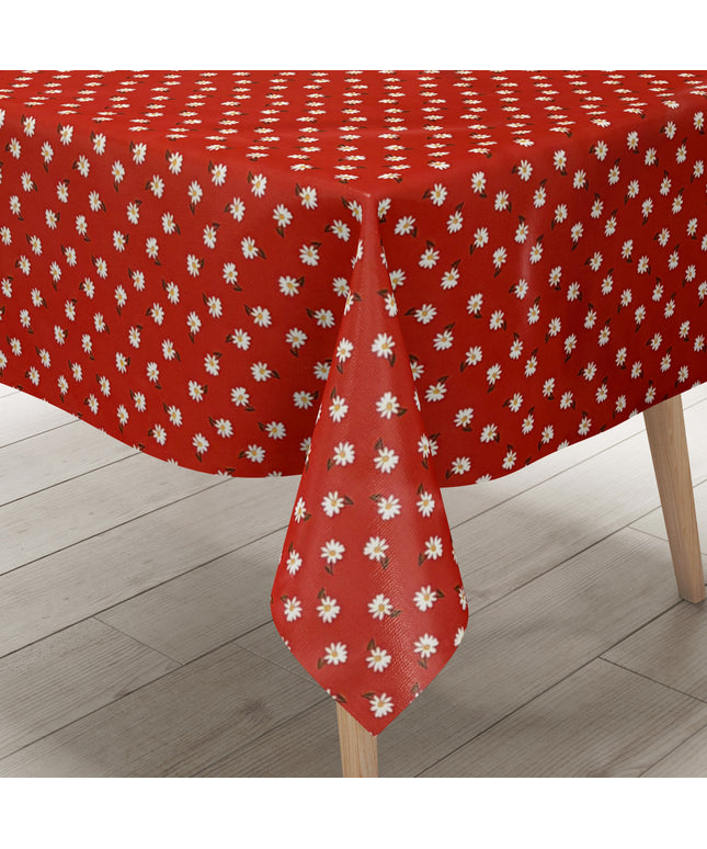 Wachstuch Tischdecke Gänseblümchen rot