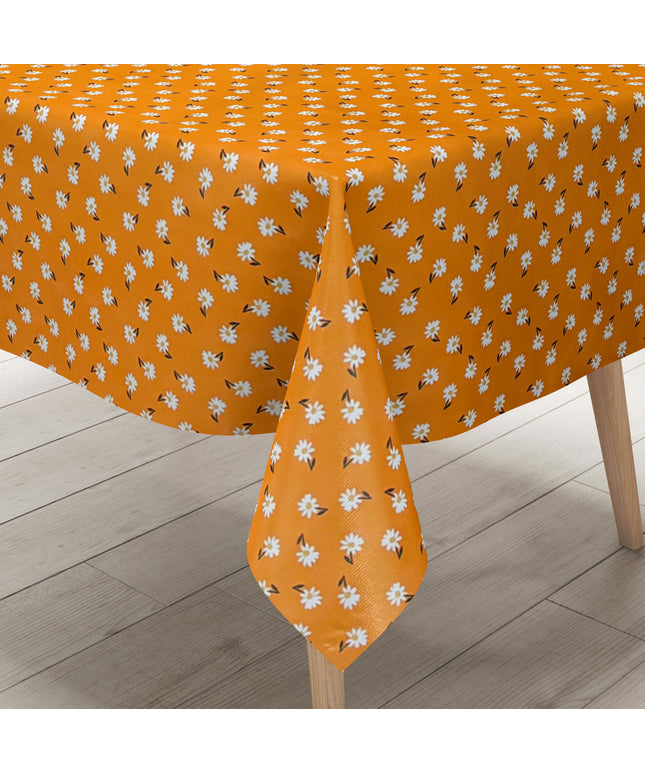 Wachstuch Tischdecke Gänseblümchen orange