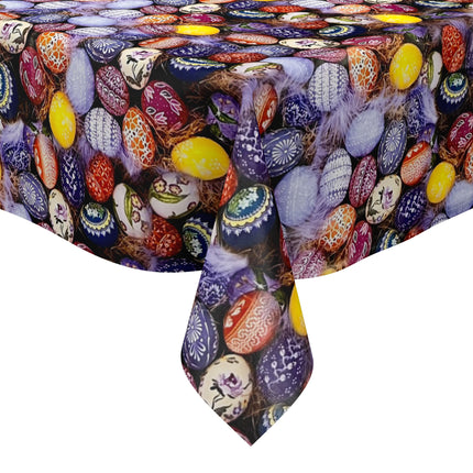 Wachstuch Tischdecke Meterware 01726-00 Ostern bunte Ostereier Federn eckig rund oval