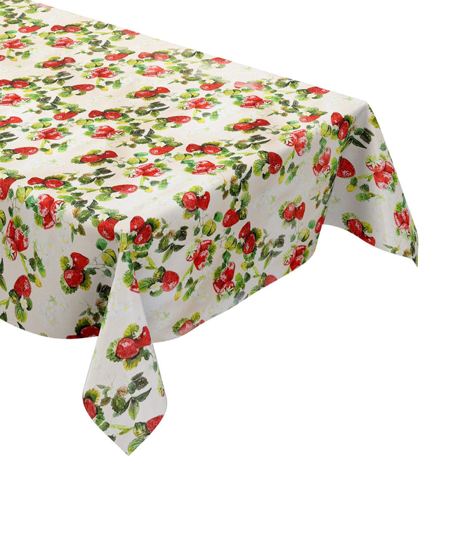 Wachstuch Tischdecke Erdbeeren auf beige