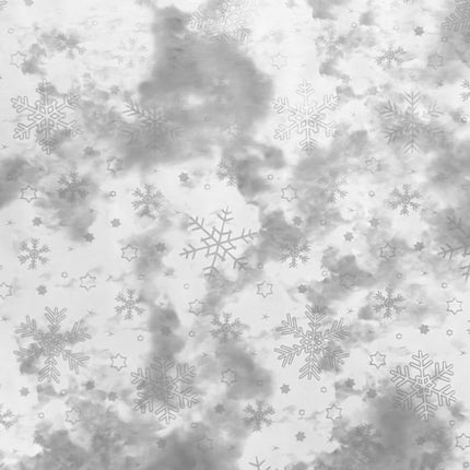 Wachstuch Tischdecke 01730-04 silber Schneeflocken Weihnachten Winter - Größe, Form und Einfassung frei wählbar