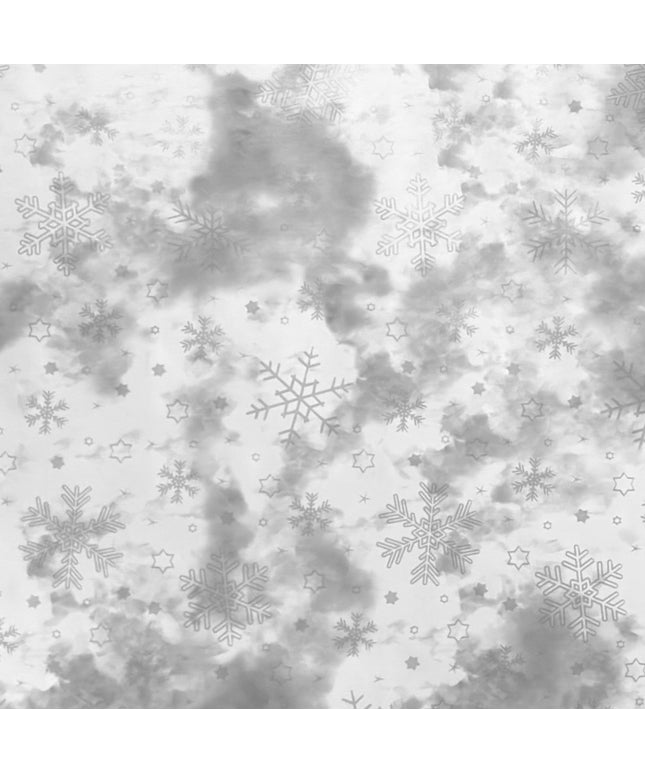 Wachstuch Tischdecke 01730-04 silber Schneeflocken Weihnachten Winter - Größe, Form und Einfassung frei wählbar