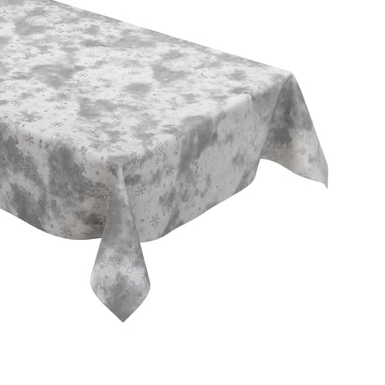 Wachstuch Tischdecke 01730-04 silber Schneeflocken Weihnachten Winter - Größe, Form und Einfassung frei wählbar
