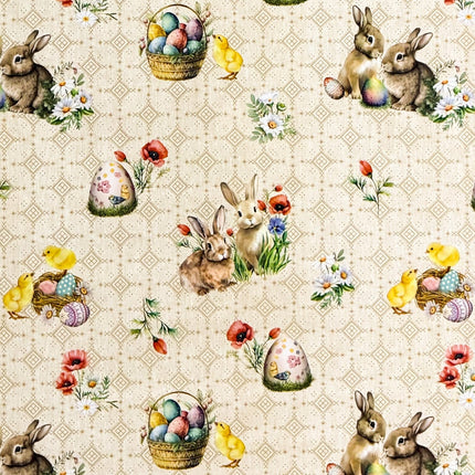 Wachstuch Tischdecke Ostern Easter beige