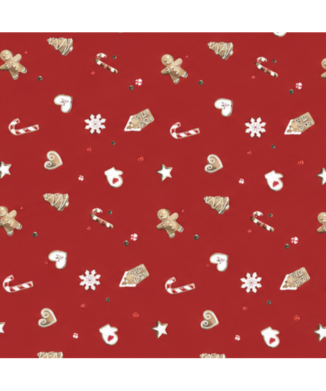 Wachstuch Tischdecke Weihnachten rot Lebkuchenmann