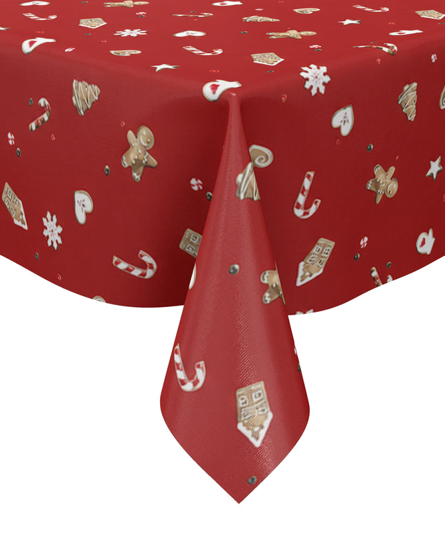 Wachstuch Tischdecke Weihnachten rot Lebkuchenmann