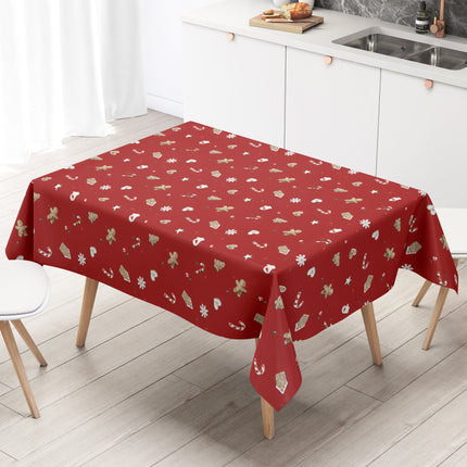Wachstuch Tischdecke Weihnachten rot Lebkuchenmann