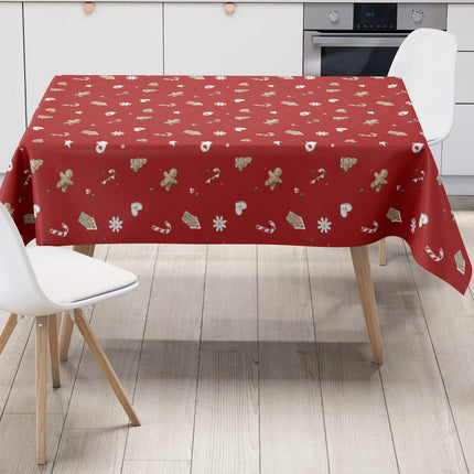 Wachstuch Tischdecke Weihnachten rot Lebkuchenmann
